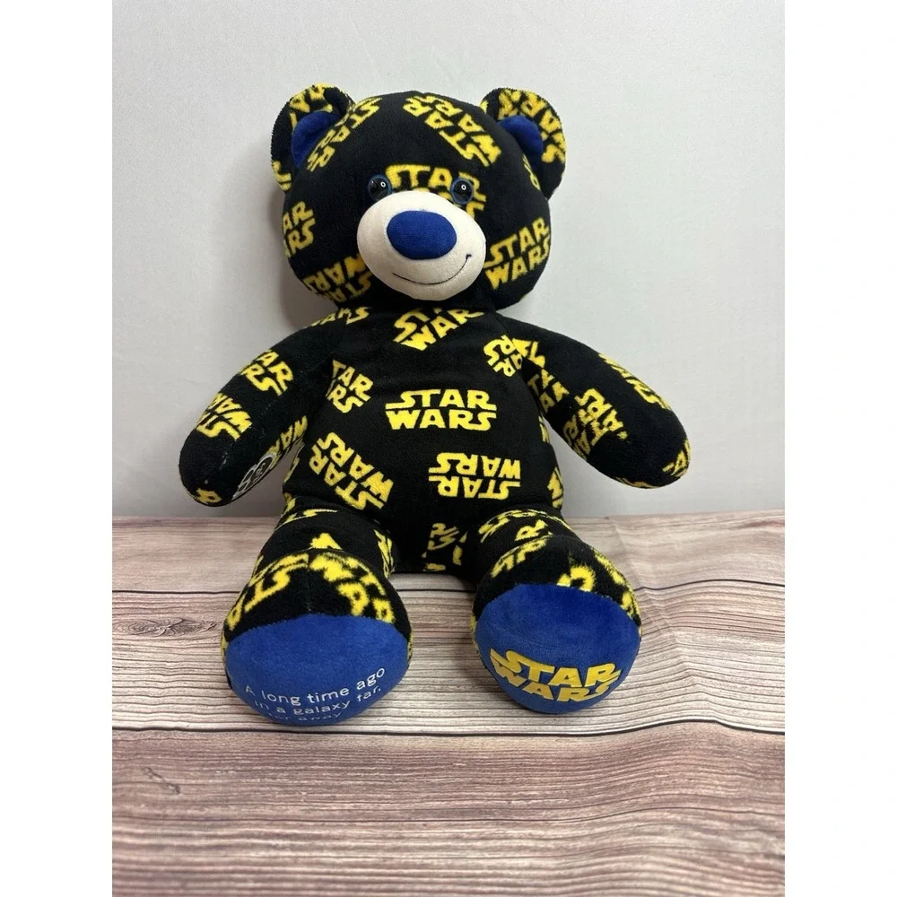 Build A Bear Star Wars Logo‎ Teddy Black Yellow Blue Plush 2016. Plays theme.